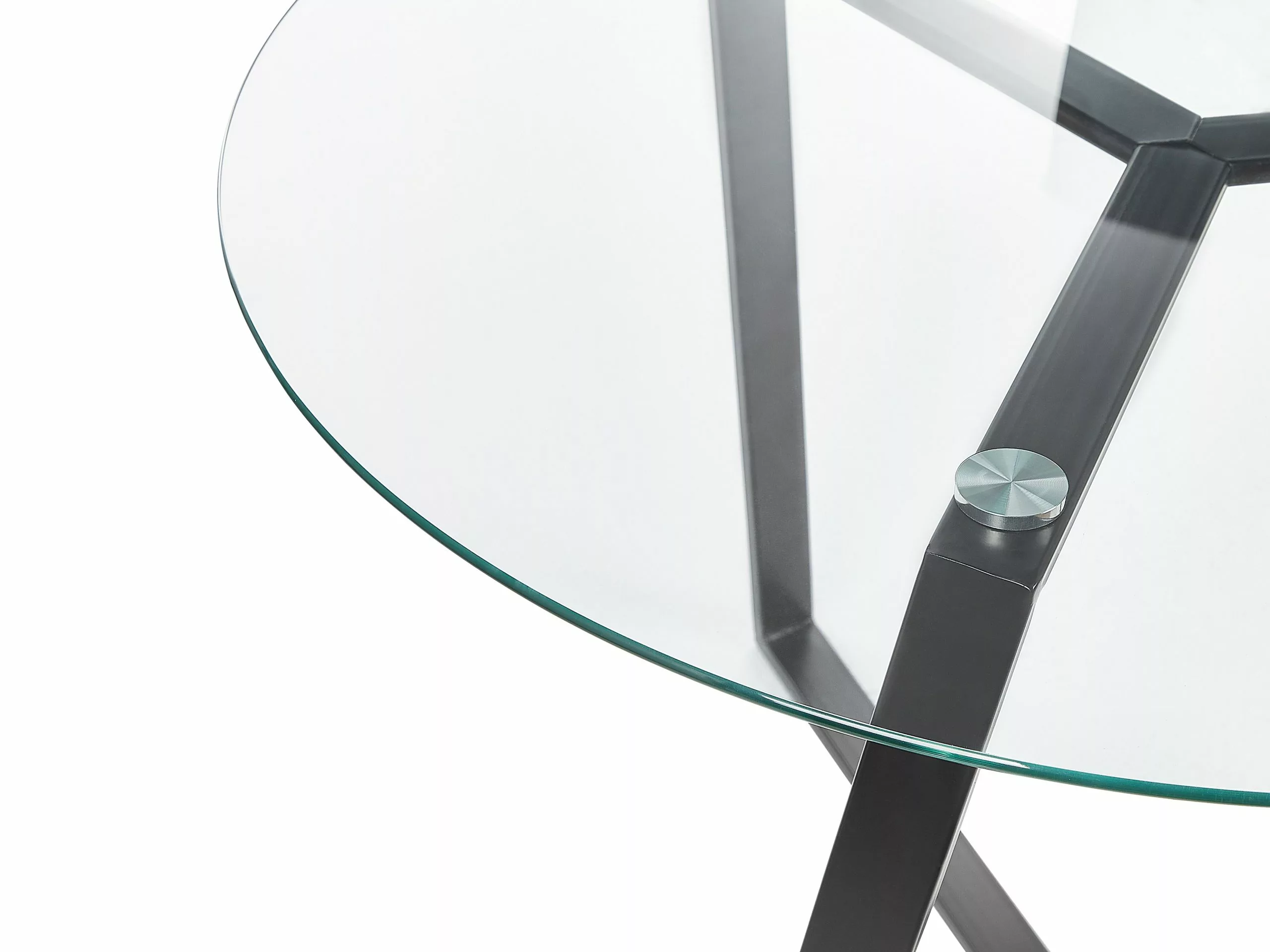 Beliani Ruokapöytä Lasitasolla Rauta Musta ⌀ 100 Cm KEBRI - Image 4