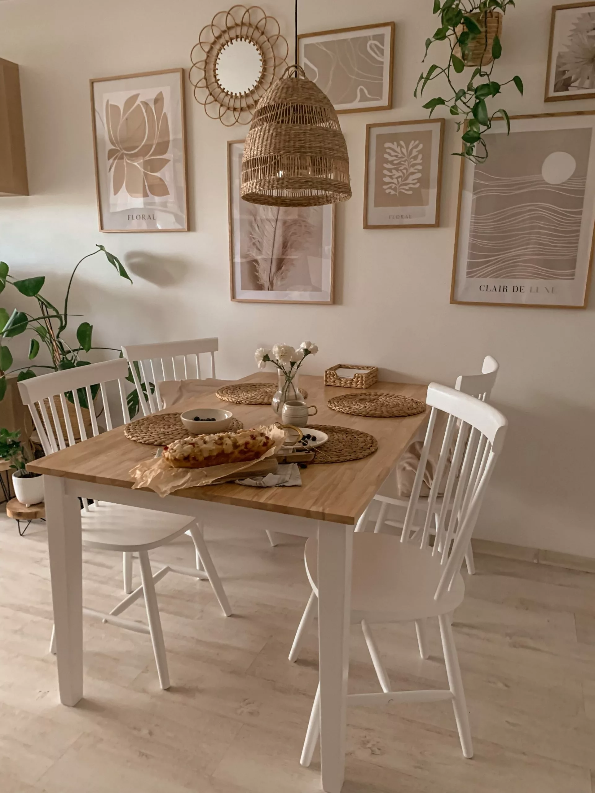 Beliani Ruokapöytä Kumipuu Vaalea Puu/valkoinen GEORGIA Useita Kokoja - Image 3