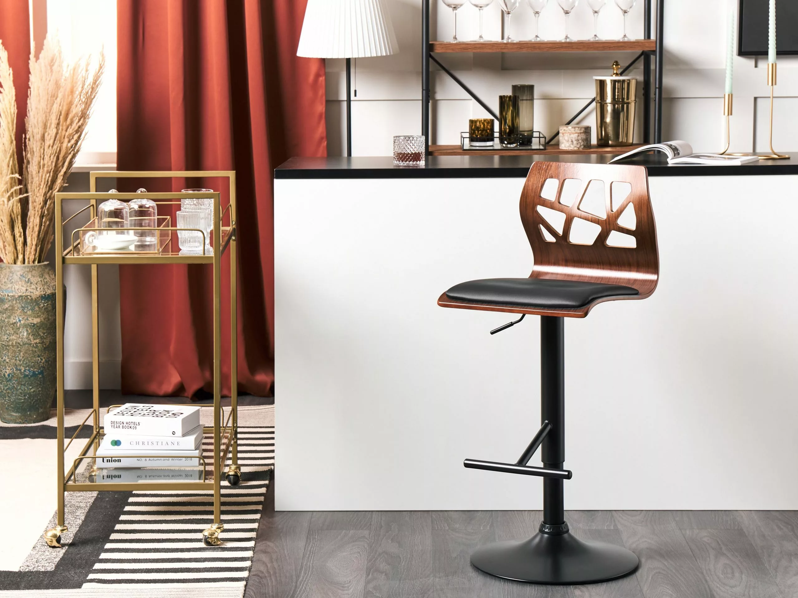 Beliani Baarituoli Keinonahka Tumma Puu/musta PETERSBURG II - Image 2