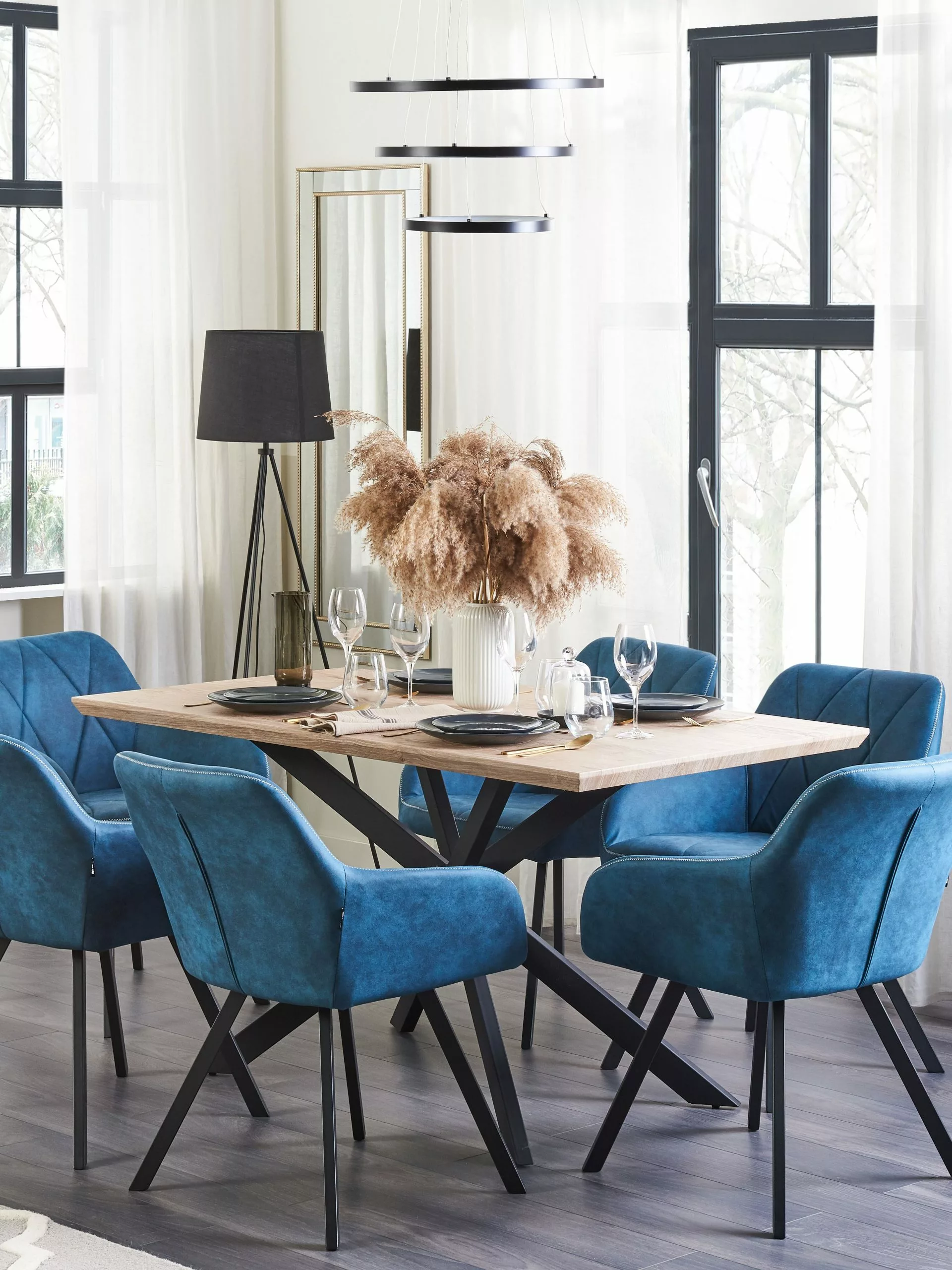 Beliani Ruokapöytä Vaalea Puu/musta 140 X 80 Cm SPECTRA - Image 6