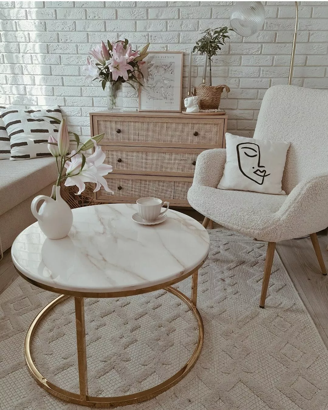 Beliani Sohvapöytä Marmorikuvio Beige/kulta CORAL 9 Beliani Sohvapöytä Marmorikuvio Beige/kulta CORAL - Image 7