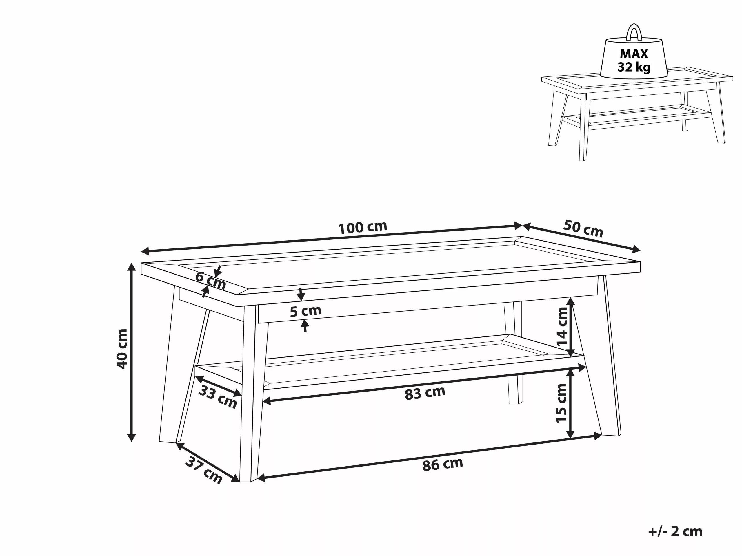 Beliani Sohvapöytä Vaalea Puu SIMLA - Image 9