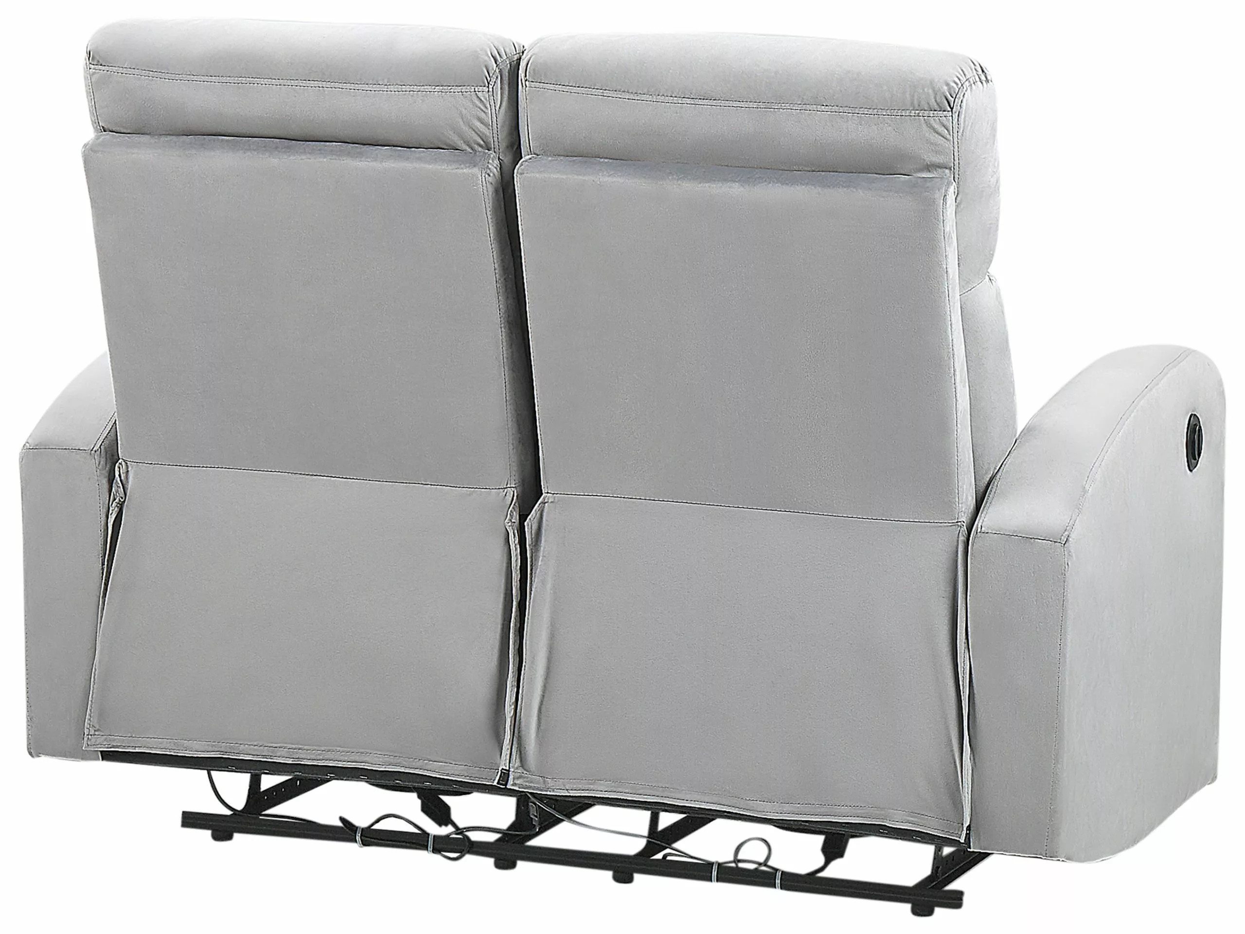 Beliani 2-istuttava Sohva Sametti Sähkösäädettävä Vaaleanharmaa VERDAL - Image 9