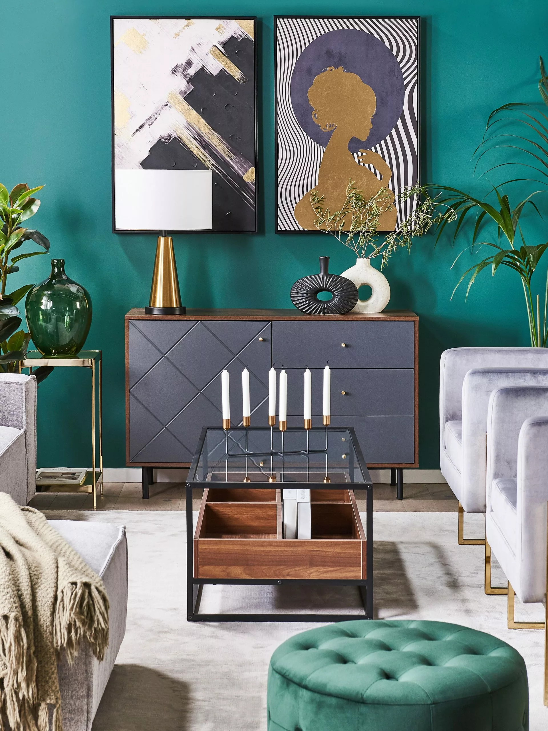 Beliani Sohvapöytä Lasitasolla Tumma Puu/musta WACO 6 Beliani Sohvapöytä Lasitasolla Tumma Puu/musta WACO - Image 4