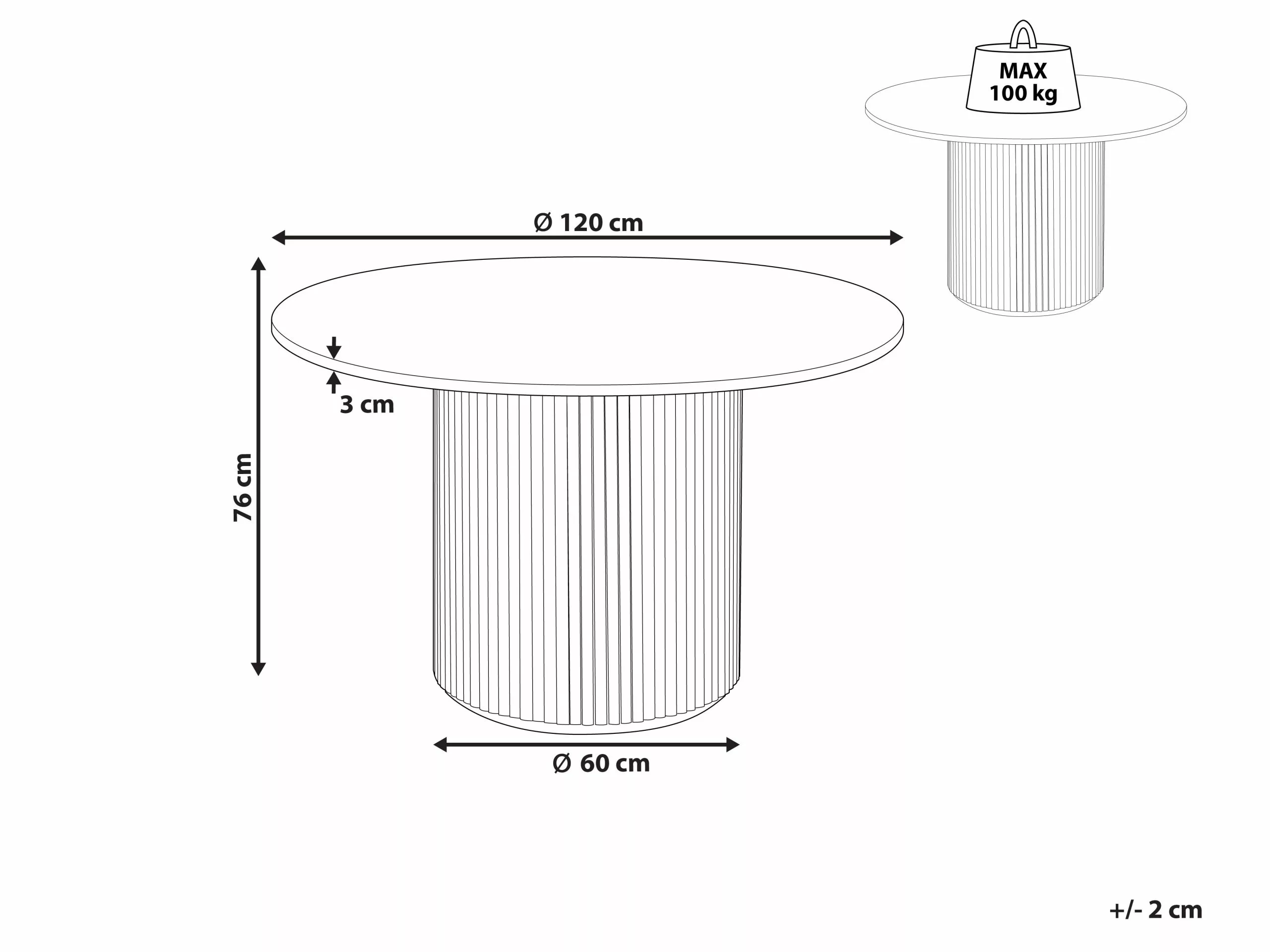 Beliani Ruokapöytä Vaalea Puu ⌀ 120 Cm VISTALLA - Image 8