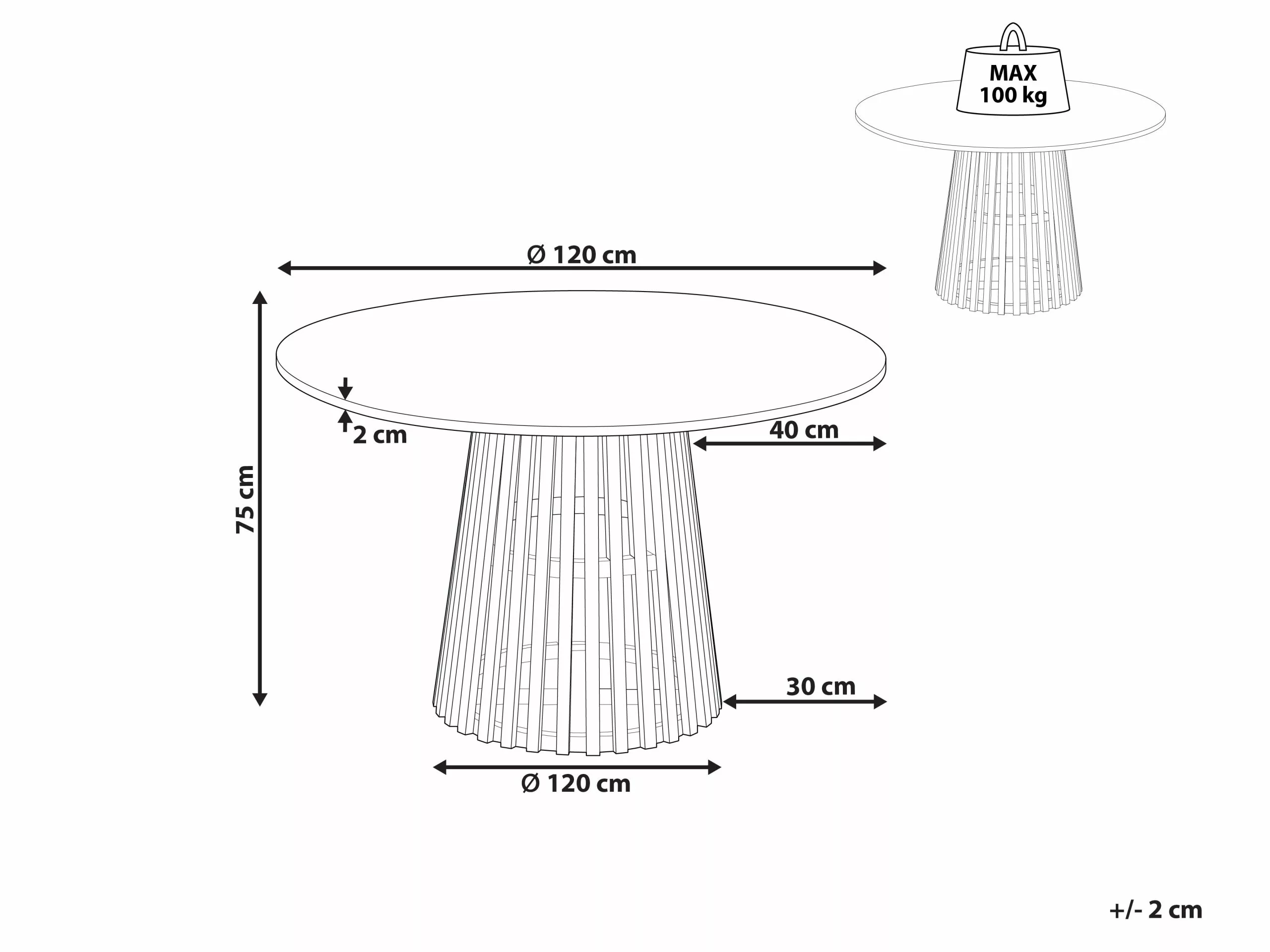 Beliani Ruokapöytä Musta ⌀ 120 Cm MESILLA - Image 6