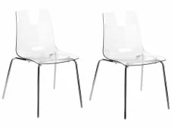 Beliani Tuoli Muovi Kirkas 2 Kpl SILERTON