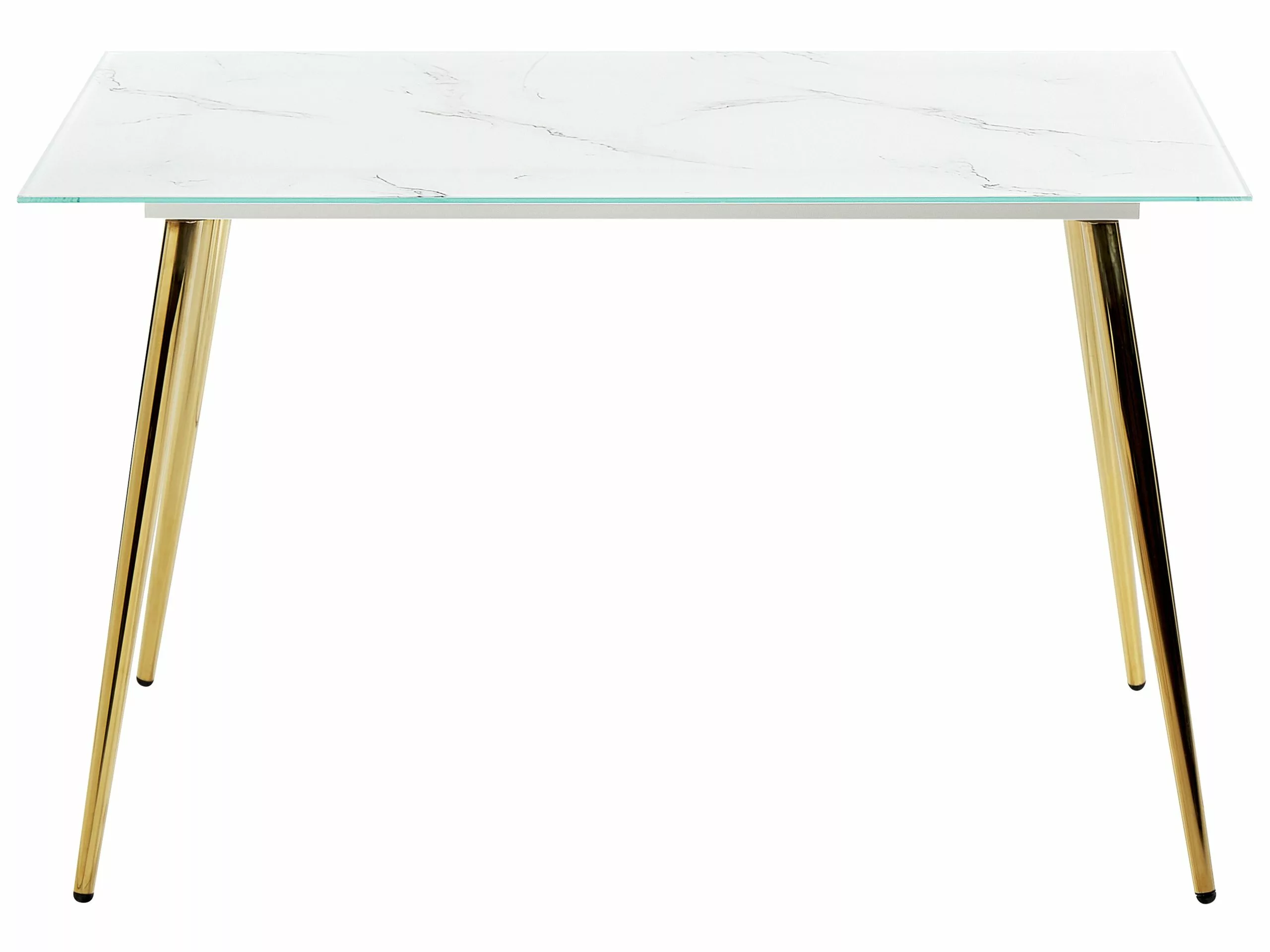 Beliani Ruokapöytä Rosteri Marmorikuvio Valkoinen/kulta 120 X 70 Cm MULGA - Image 3