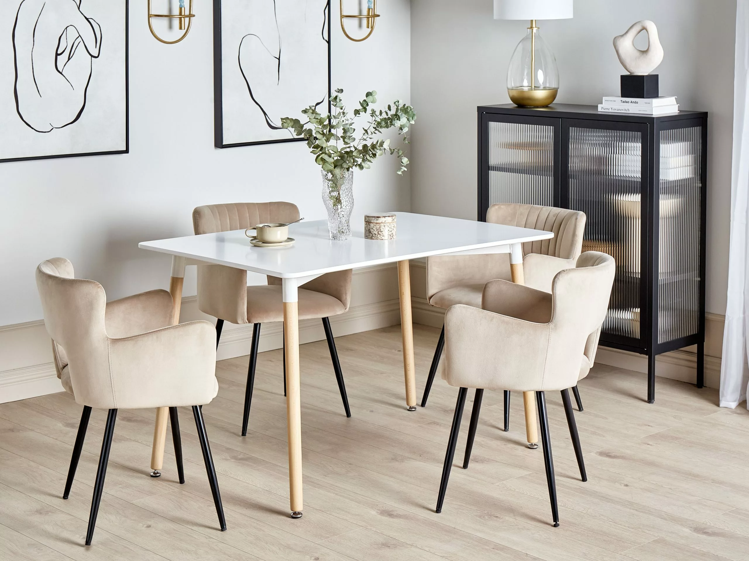 Beliani Ruokapöytä Valkoinen/vaalea Puu 120 X 80 Cm NEWBERRY 4 Beliani Ruokapöytä Valkoinen/vaalea Puu 120 X 80 Cm NEWBERRY - Image 2