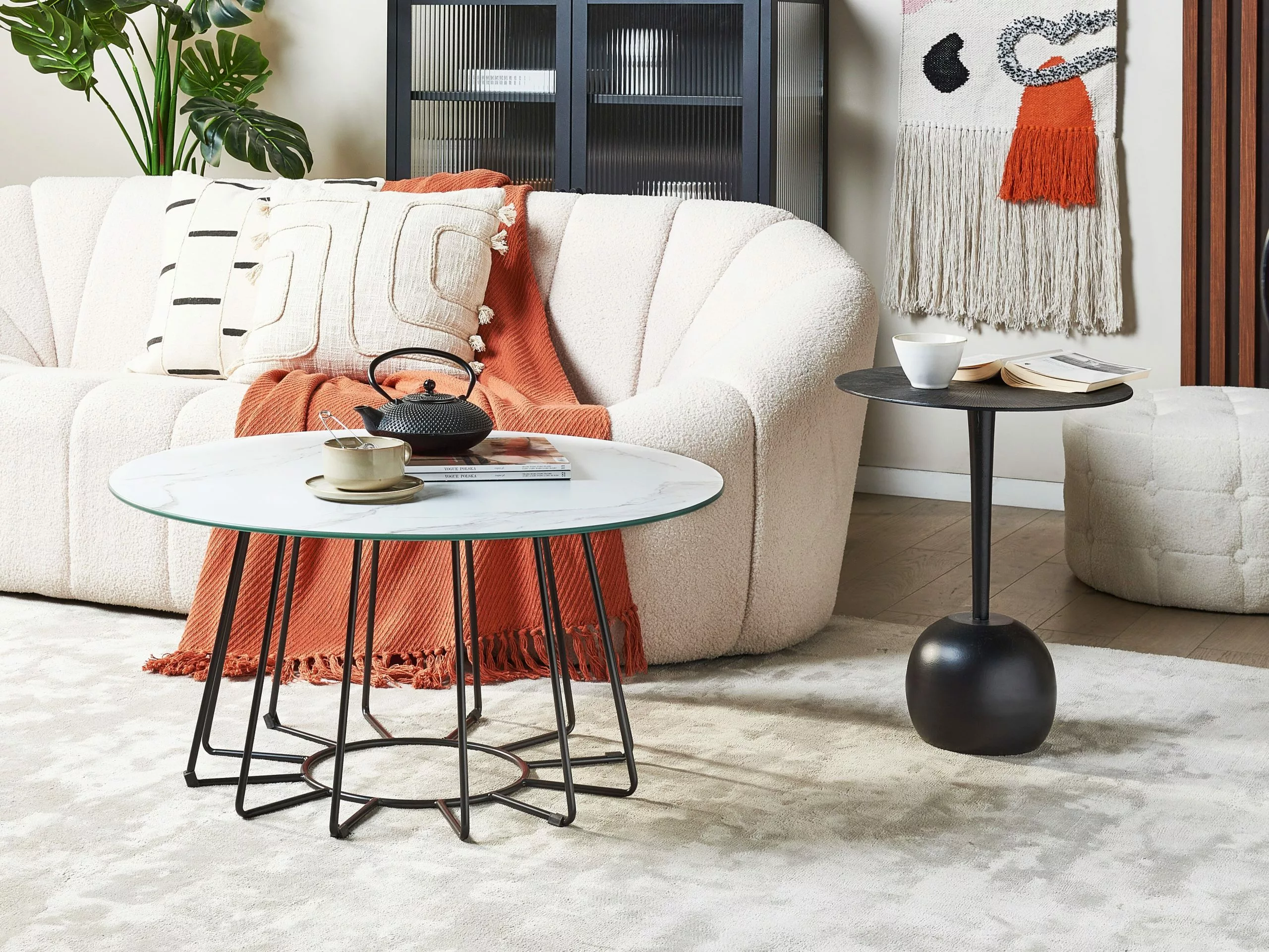 Beliani Sohvapöytä Metalli Marmorikuvio Valkoinen/musta BERNIE 4 Beliani Sohvapöytä Metalli Marmorikuvio Valkoinen/musta BERNIE - Image 2