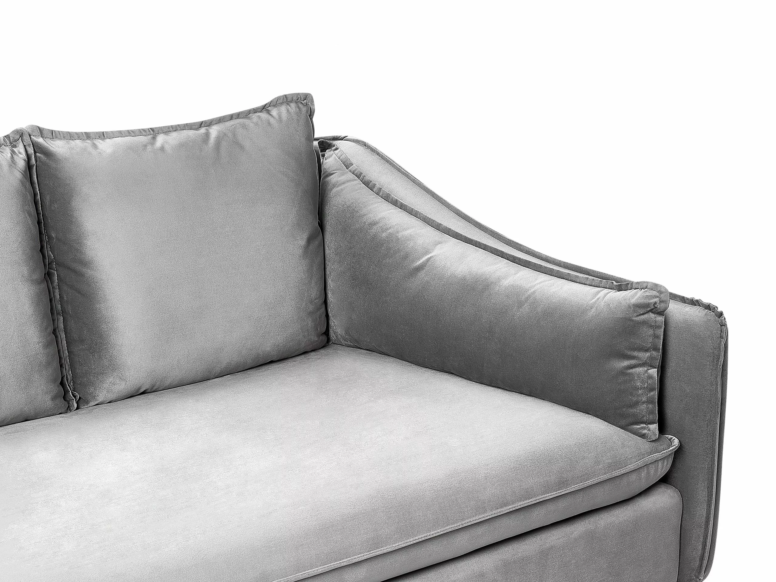 Beliani 4-istuttava Sohva Sametti Vaaleanharmaa AURE - Image 6