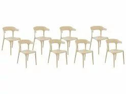 Beliani Tuoli Muovi Hiekanruskea 8 Kpl GUBBIO