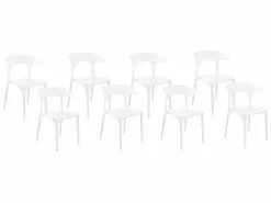 Beliani Tuoli Muovi Valkoinen 8 Kpl GUBBIO